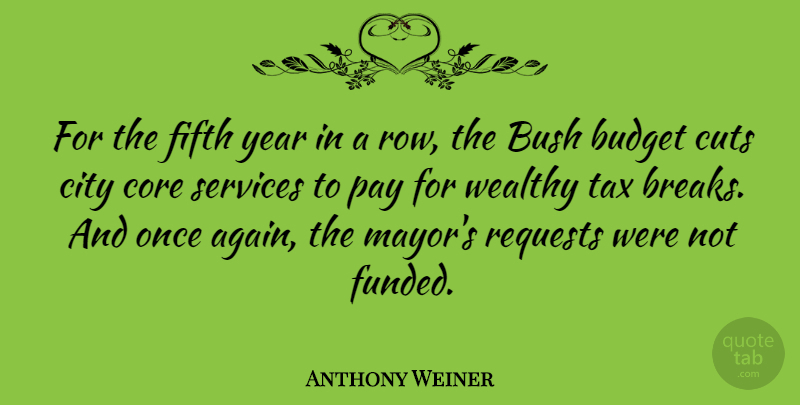 Anthony Weiner Quote About Cutting, Years, Cities: For The Fifth Year In...