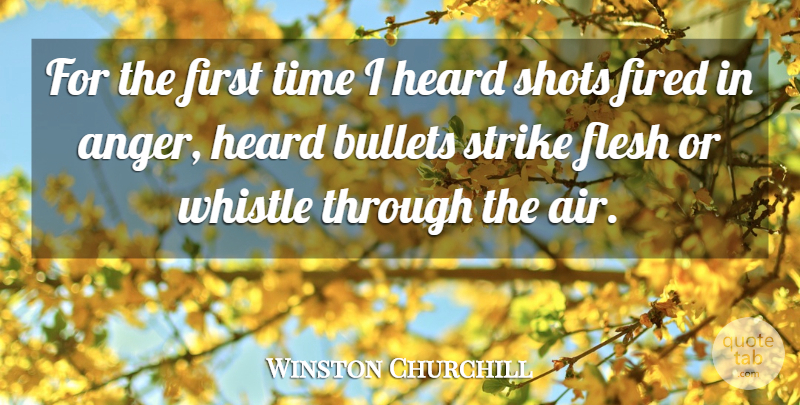 Winston Churchill Quote About Air, Flesh, Bullets: For The First Time I...