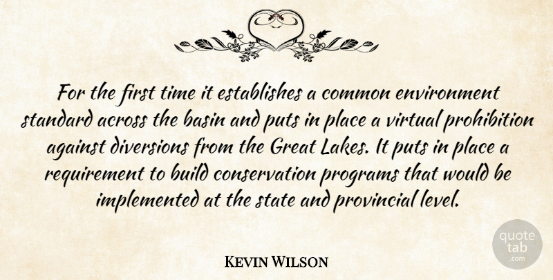 Kevin Wilson Quote About Across, Against, Build, Common, Environment: For The First Time It...