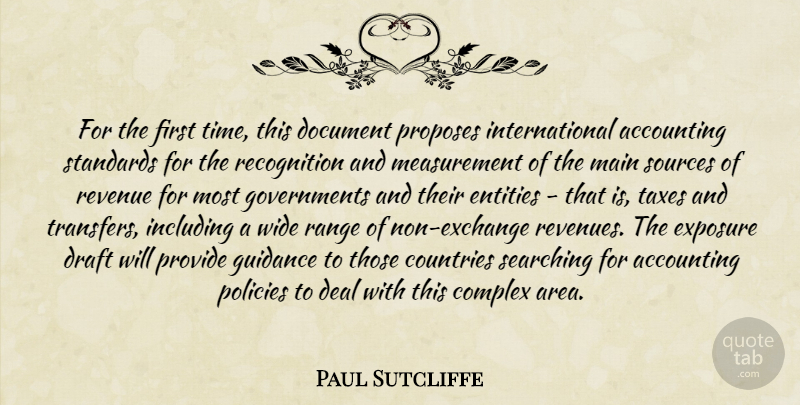 Paul Sutcliffe Quote About Accounting, Complex, Countries, Deal, Document: For The First Time This...