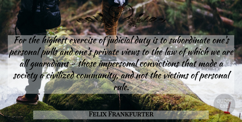 Felix Frankfurter Quote About Exercise, Views, Law: For The Highest Exercise Of...