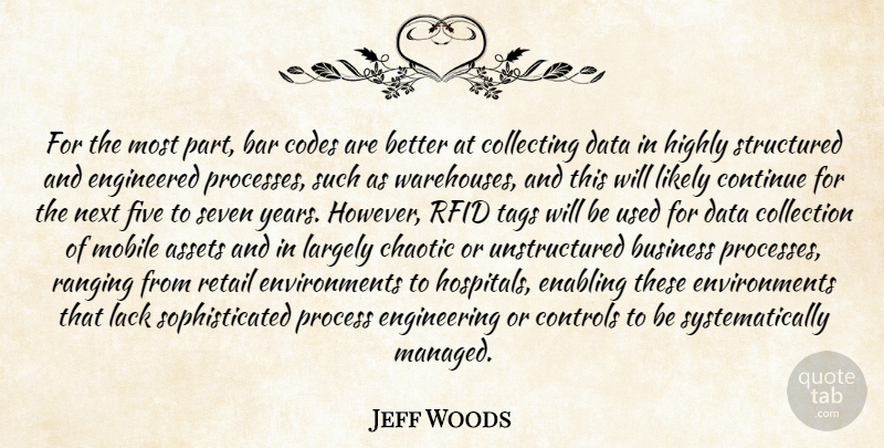 Jeff Woods Quote About Assets, Bar, Business, Chaotic, Codes: For The Most Part Bar...