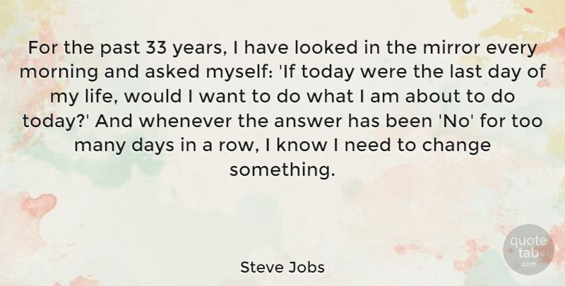 Steve Jobs Quote About Inspirational, Motivational, Change: For The Past 33 Years...