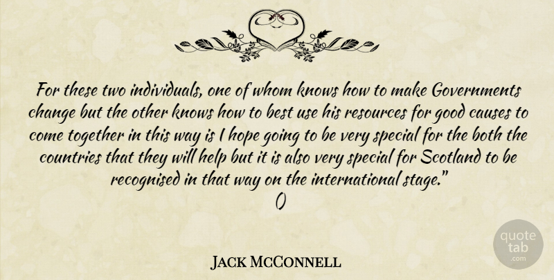 Jack McConnell Quote About Best, Both, Causes, Change, Countries: For These Two Individuals One...