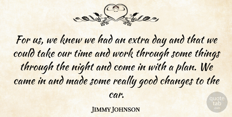 Jimmy Johnson Quote About Came, Changes, Extra, Good, Knew: For Us We Knew We...
