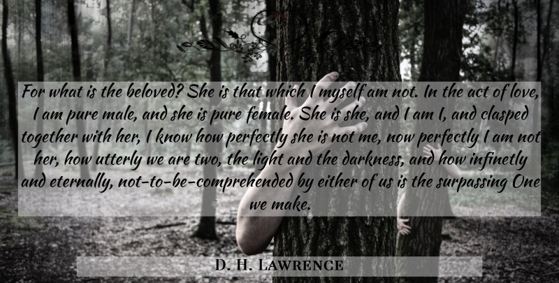 D. H. Lawrence Quote About Act, Either, Light, Perfectly, Pure: For What Is The Beloved...