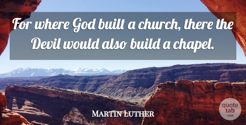 Martin Luther Quote About Evil, Church, Wickedness: For Where God Built A...