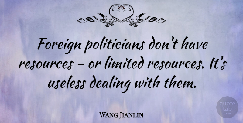 Wang Jianlin Quote About Foreign, Limited: Foreign Politicians Dont Have Resources...