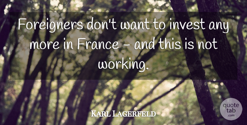 Karl Lagerfeld Quote About Want, France, Foreigners: Foreigners Dont Want To Invest...