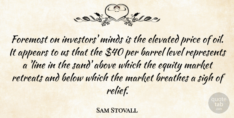 Sam Stovall Quote About Above, Appears, Barrel, Below, Elevated: Foremost On Investors Minds Is...