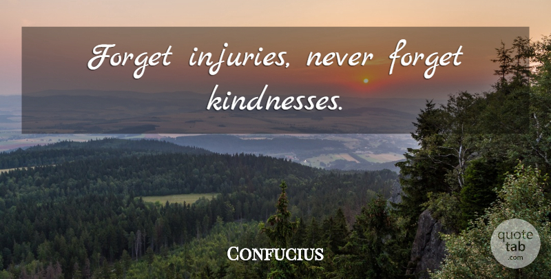 Confucius Quote About Inspirational, Thank You, Kindness: Forget Injuries Never Forget Kindnesses...