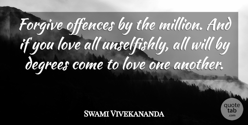 Swami Vivekananda Quote About Forgiveness, Forgiving, Degrees: Forgive Offences By The Million...
