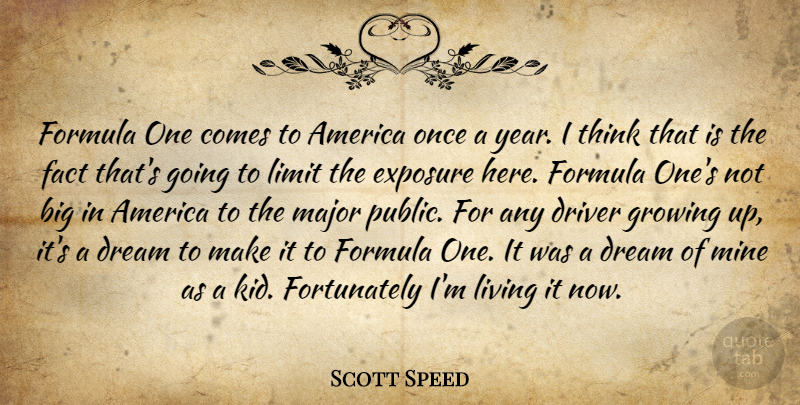 Scott Speed Quote About America, Dream, Driver, Exposure, Fact: Formula One Comes To America...