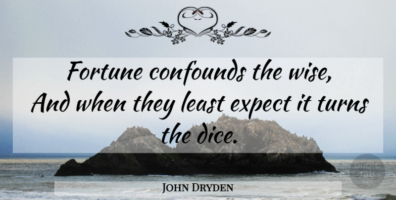 John Dryden Quote About Wise, Dice, Fortune: Fortune Confounds The Wise And...