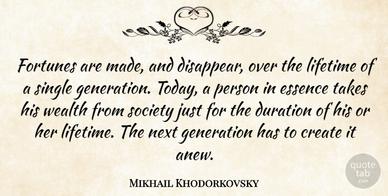 Mikhail Khodorkovsky Quote About Essence, Duration, Today: Fortunes Are Made And Disappear...