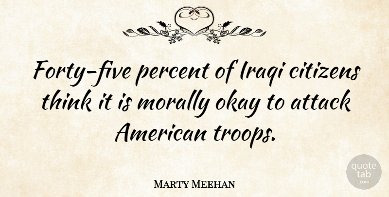 Marty Meehan Quote About Thinking, Troops, Citizens: Forty Five Percent Of Iraqi...