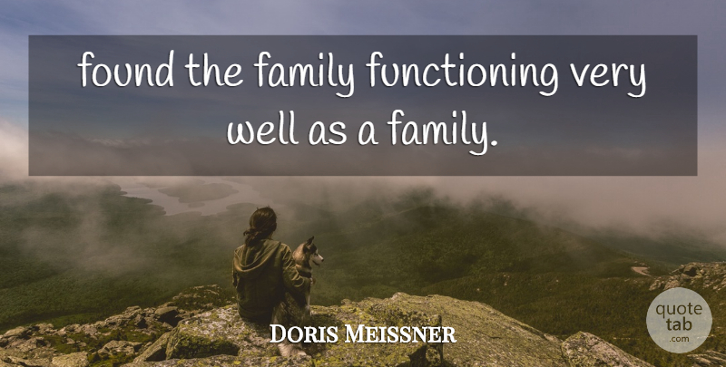 Doris Meissner Quote About Family, Found: Found The Family Functioning Very...