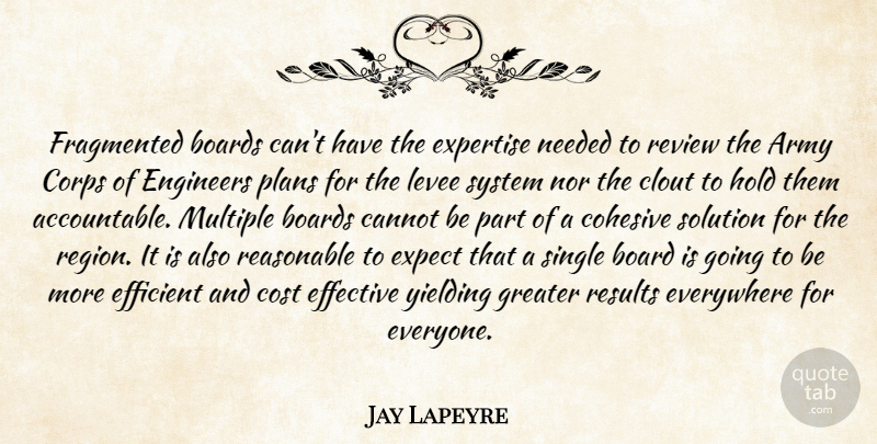 Jay Lapeyre Quote About Army, Boards, Cannot, Clout, Corps: Fragmented Boards Cant Have The...