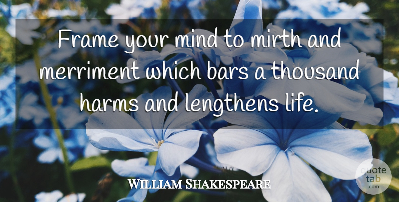 William Shakespeare Quote About Wine, Mind, Mirth: Frame Your Mind To Mirth...