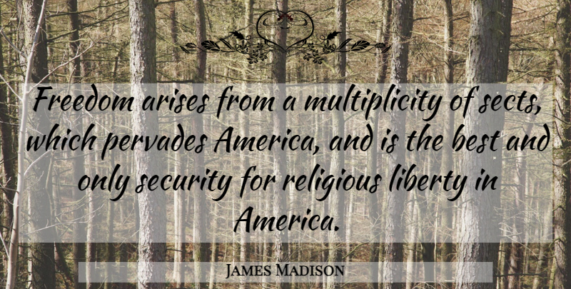 James Madison Quote About Religious, America, Liberty: Freedom Arises From A Multiplicity...