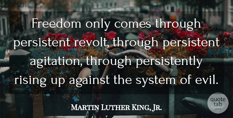 Martin Luther King, Jr. Quote About Rising Up, Evil, Agitation: Freedom Only Comes Through Persistent...