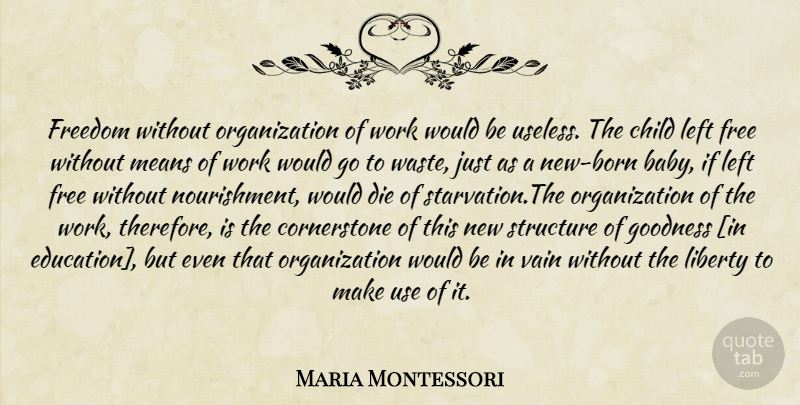 Maria Montessori Quote About Baby, Children, Mean: Freedom Without Organization Of Work...