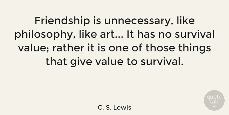C. S. Lewis Quote About Best Friend, Friendship, Relationship: Friendship Is Unnecessary Like Philosophy...