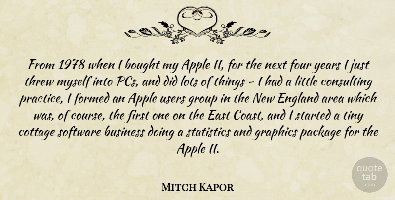 Mitch Kapor Quote About Apple, Area, Bought, Business, Consulting: From 1978 When I Bought...