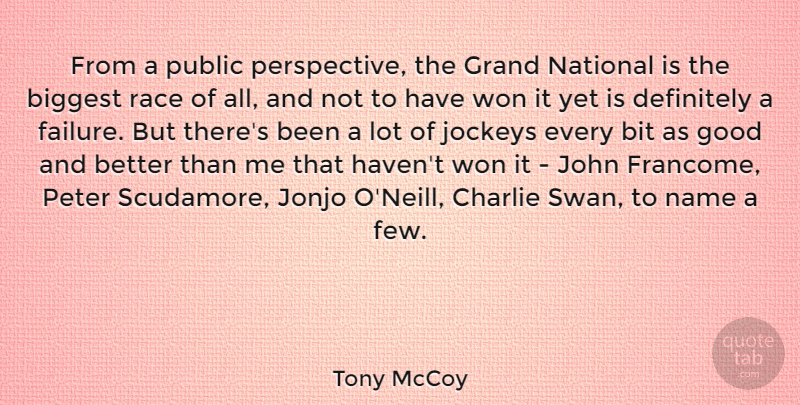 Tony McCoy Quote About Biggest, Bit, Charlie, Definitely, Failure: From A Public Perspective The...