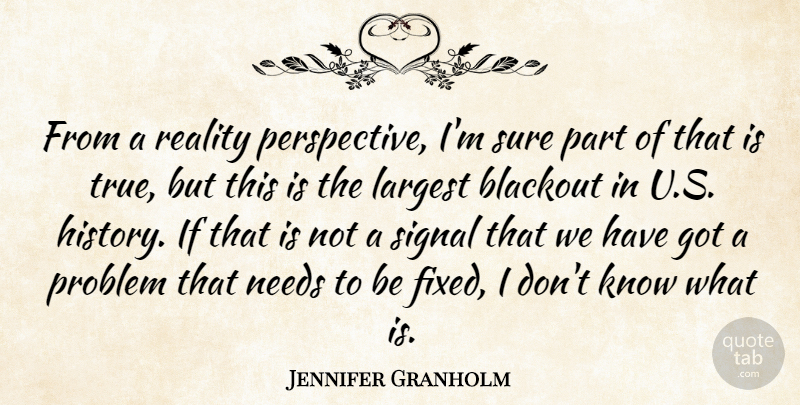 Jennifer Granholm Quote About Reality, Perspective, Needs: From A Reality Perspective Im...