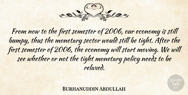 Burhanuddin Abdullah Quote About Economy, Economy And Economics, Monetary, Needs, Policy: From Now To The First...