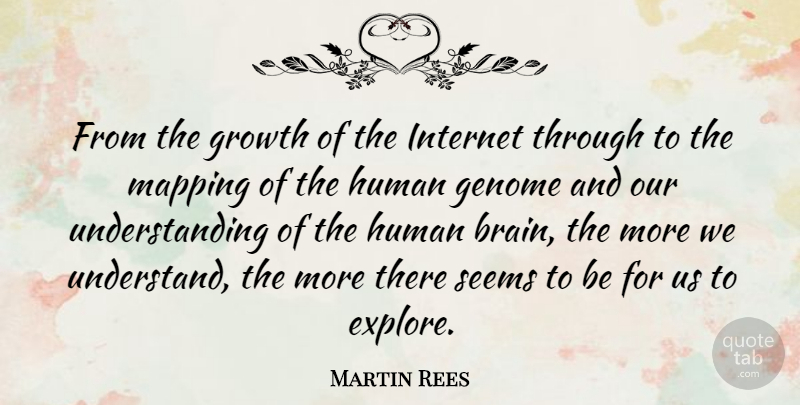Martin Rees Quote About Genome, Growth, Human, Internet, Mapping: From The Growth Of The...
