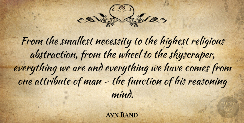 Ayn Rand Quote About Religious, Men, Mind: From The Smallest Necessity To...