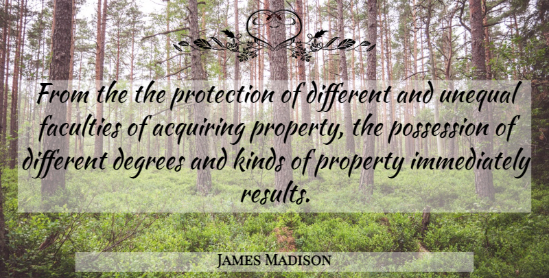 James Madison Quote About Different, Degrees, Kind: From The The Protection Of...