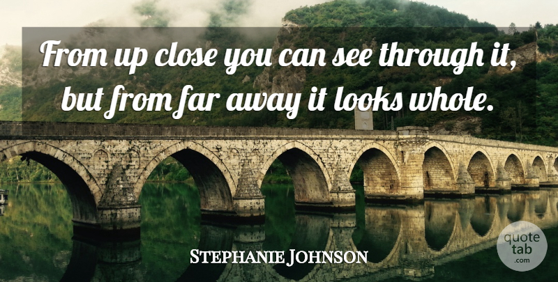 Stephanie Johnson Quote About Close, Far, Looks: From Up Close You Can...