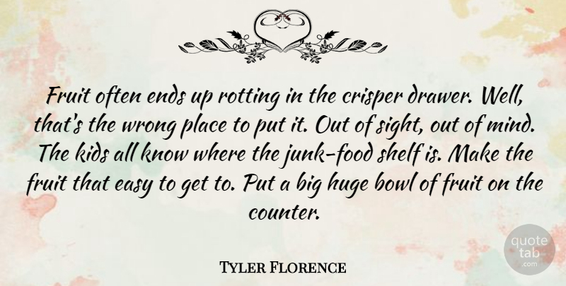 Tyler Florence Quote About Kids, Sight, Mind: Fruit Often Ends Up Rotting...