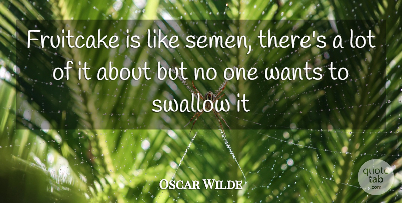 Oscar Wilde Quote About Fruitcake, Want: Fruitcake Is Like Semen Theres...
