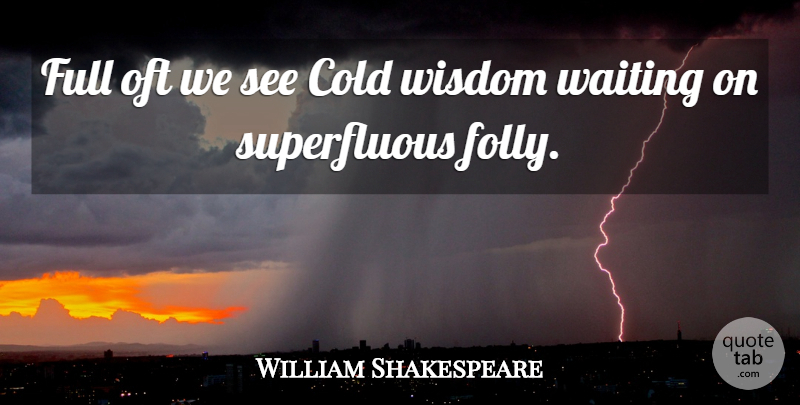 William Shakespeare Quote About Wisdom, Waiting, Cold: Full Oft We See Cold...