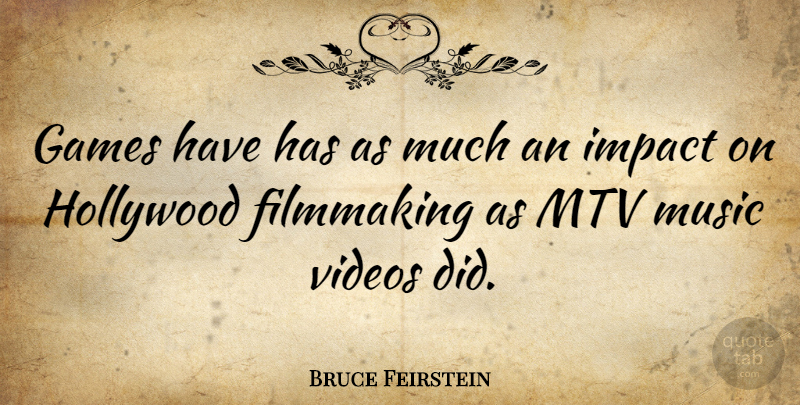 Bruce Feirstein Quote About Games, Hollywood, Mtv, Music, Videos: Games Have Has As Much...