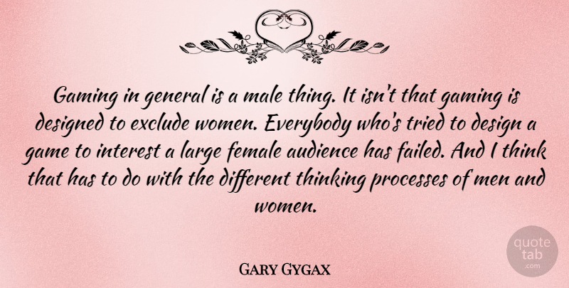 Gary Gygax Quote About Men, Thinking, Games: Gaming In General Is A...