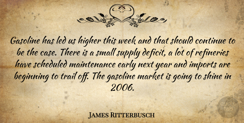 James Ritterbusch Quote About Beginning, Continue, Early, Gasoline, Higher: Gasoline Has Led Us Higher...
