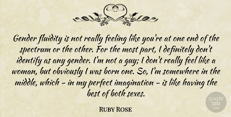 Ruby Rose Quote About Feelings, Fluidity, Like You: Gender Fluidity Is Not Really...
