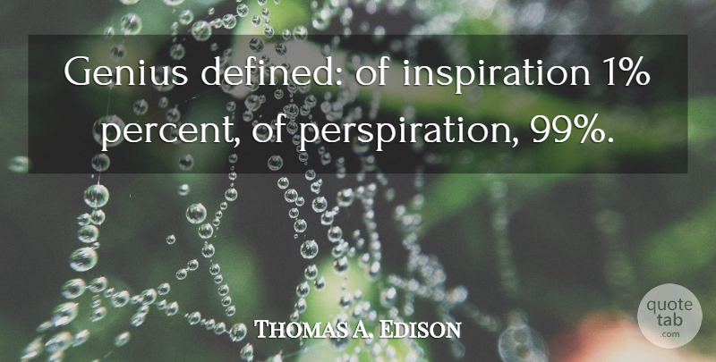 Thomas A. Edison Quote About Inspiration, Genius, Defined: Genius Defined Of Inspiration 1...