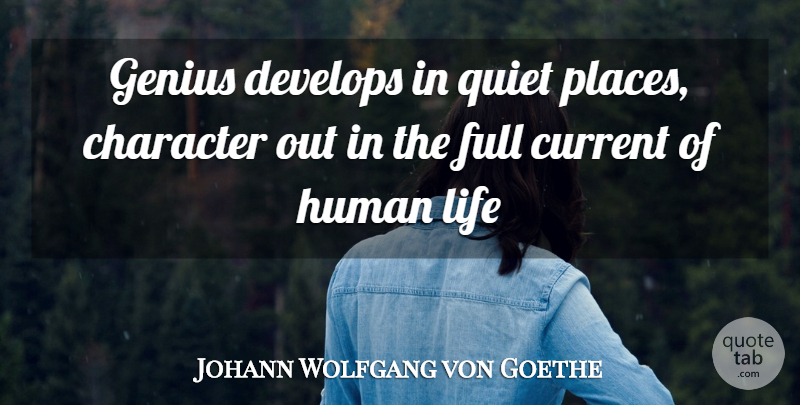Johann Wolfgang von Goethe Quote About Character, Current, Develops, Full, Genius: Genius Develops In Quiet Places...