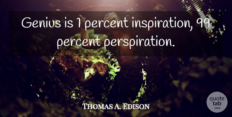 Thomas A. Edison Quote About Educational, Inspiration, Genius: Genius Is 1 Percent Inspiration...