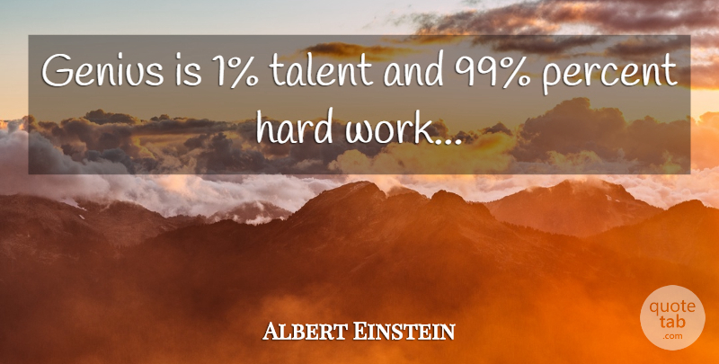 Albert Einstein Quote About Inspirational, Spiritual, Hard Work: Genius Is 1 Talent And...