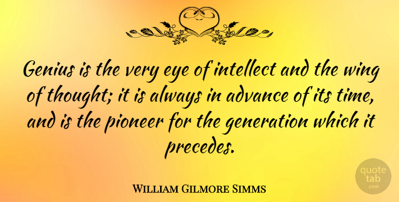 William Gilmore Simms Quote About Eye, Wings, Genius: Genius Is The Very Eye...