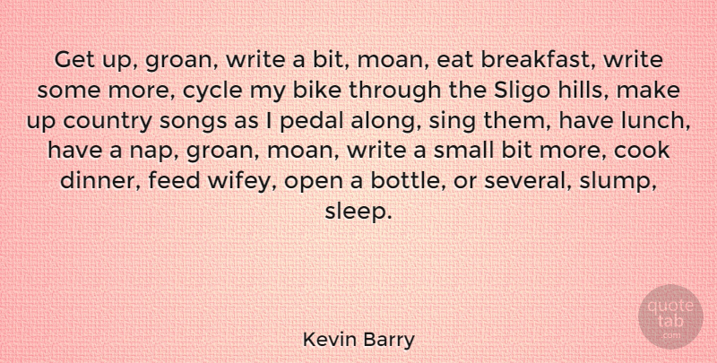Kevin Barry Quote About Bike, Bit, Cook, Country, Cycle: Get Up Groan Write A...