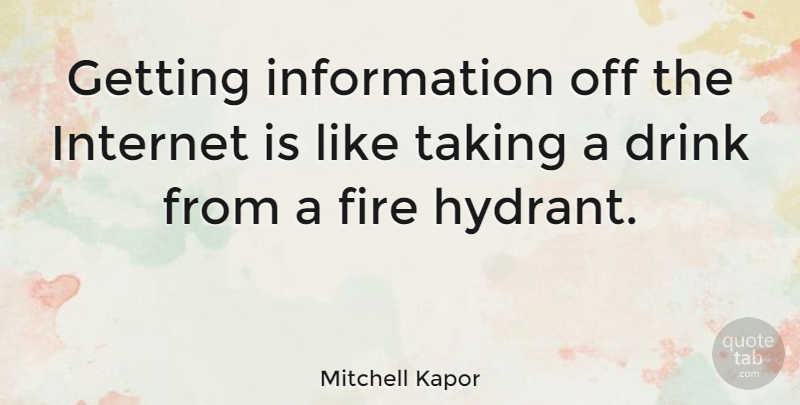 Mitchell Kapor Quote About Technology, Data Collection, Fire: Getting Information Off The Internet...
