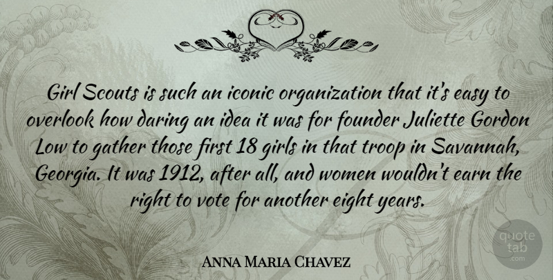 Anna Maria Chavez Quote About Girl, Years, Organization: Girl Scouts Is Such An...